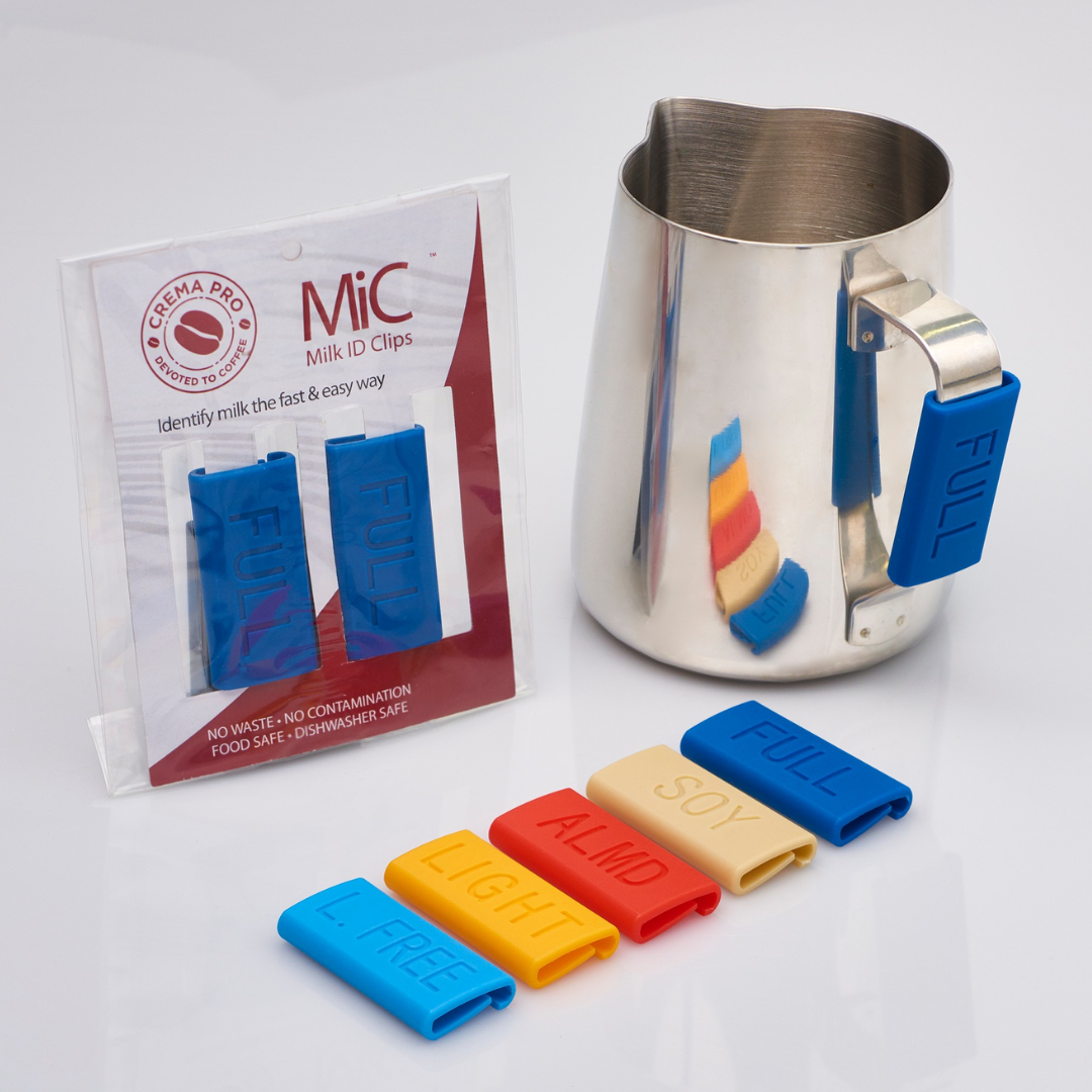 The Crema Pro Milk Jug ID Clips