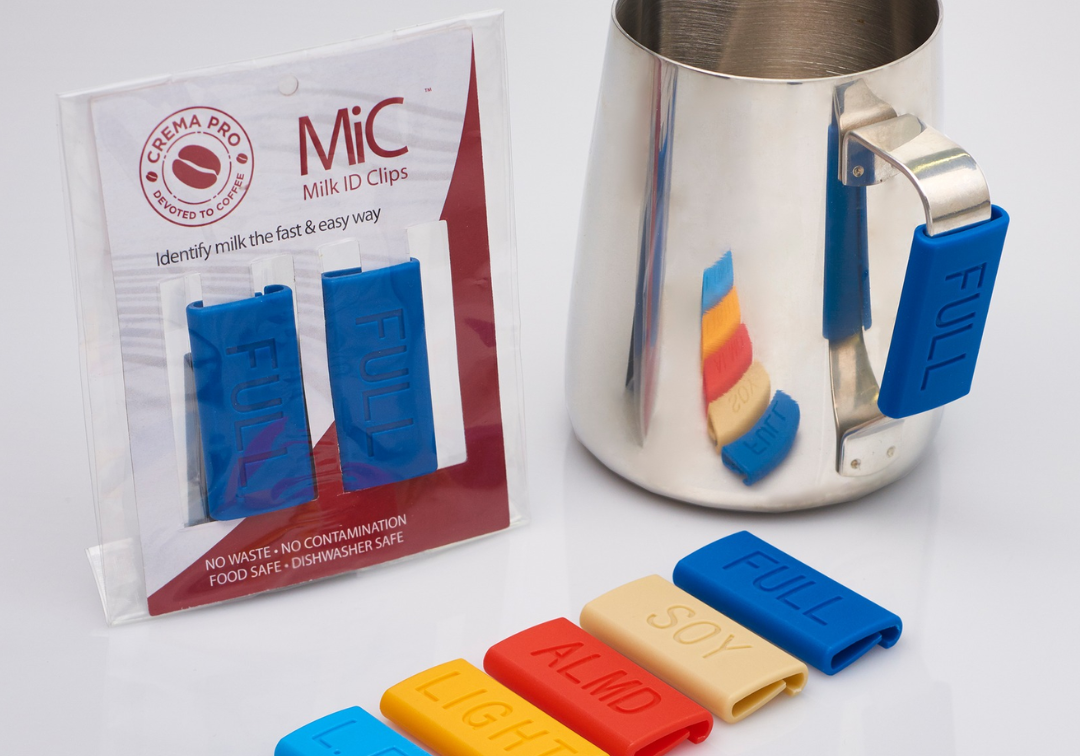 The Crema Pro Milk Jug ID Clips