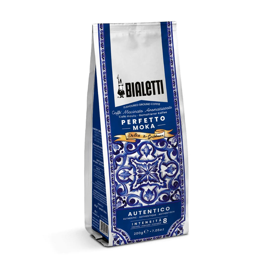 Bialetti Dolce & Gabbana Blue Gift Tin & Perfetto Moka Autentico Coffee 200g